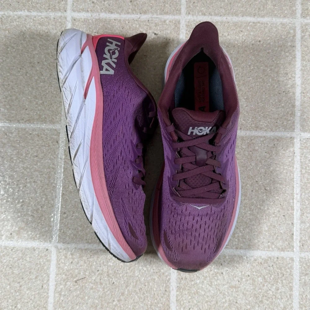 Hoka Clifton 8 Running Sneakers Womens US 8.5B Low Top 1119394 Purple Grape Wine